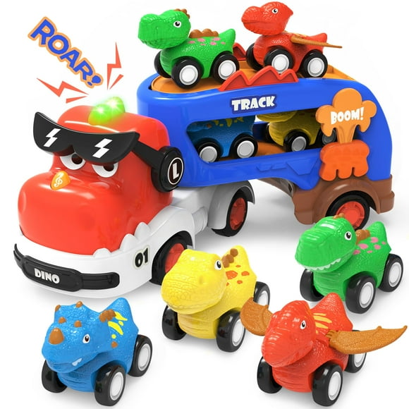 Auto Toy Seveclotree Dinosaur Truck con 4 coches de dinosaurio para niños de 2 a 7 años