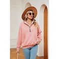 thumbnail image 2 of XCHQRTI Women's Zipper Sweatshirt V Neck Lapel Hoodie Long Sleeve Pullover Loose Fit Fall Sweatshirt, 2 of 8