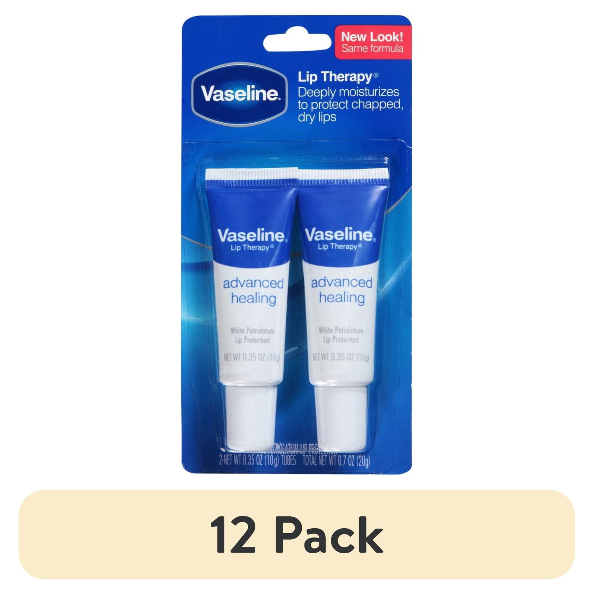 (12 pack) (2 Pack) Vaseline Lip Therapy Advanced Healing Lip Moisturizer Lip Balm Tube 0.35 oz