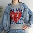 thumbnail image 4 of Vintage Play Ball Retro Heart Baseball T-Shirt Women's Unisex Graphic Tee Sport Grey 2XL, 4 of 5
