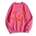 thumbnail image 4 of Bibifish Womens Halloween Pumpkin Face Graphic Sweatshirts Crew Neck Long Sleeve Oversized Soft Autumn Daily Tops, 4 of 4