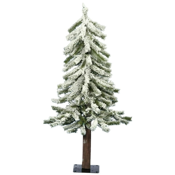 Árbol de Navidad Alpino Nevado Vickerman de 90 cm con Tronco de Madera Real