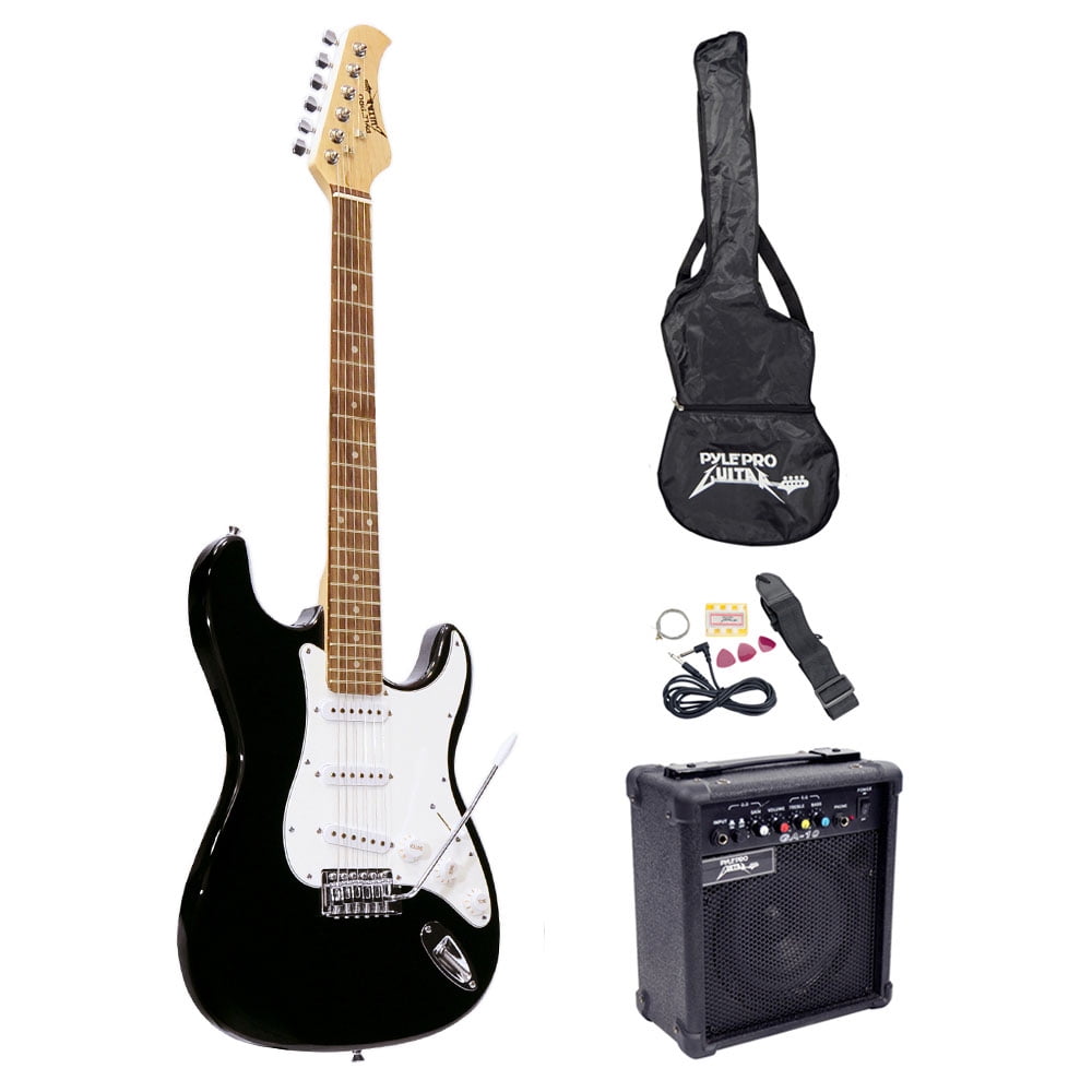 Model 2, Black New Electric Guitar Beginner Kit with case bag picks tuner 