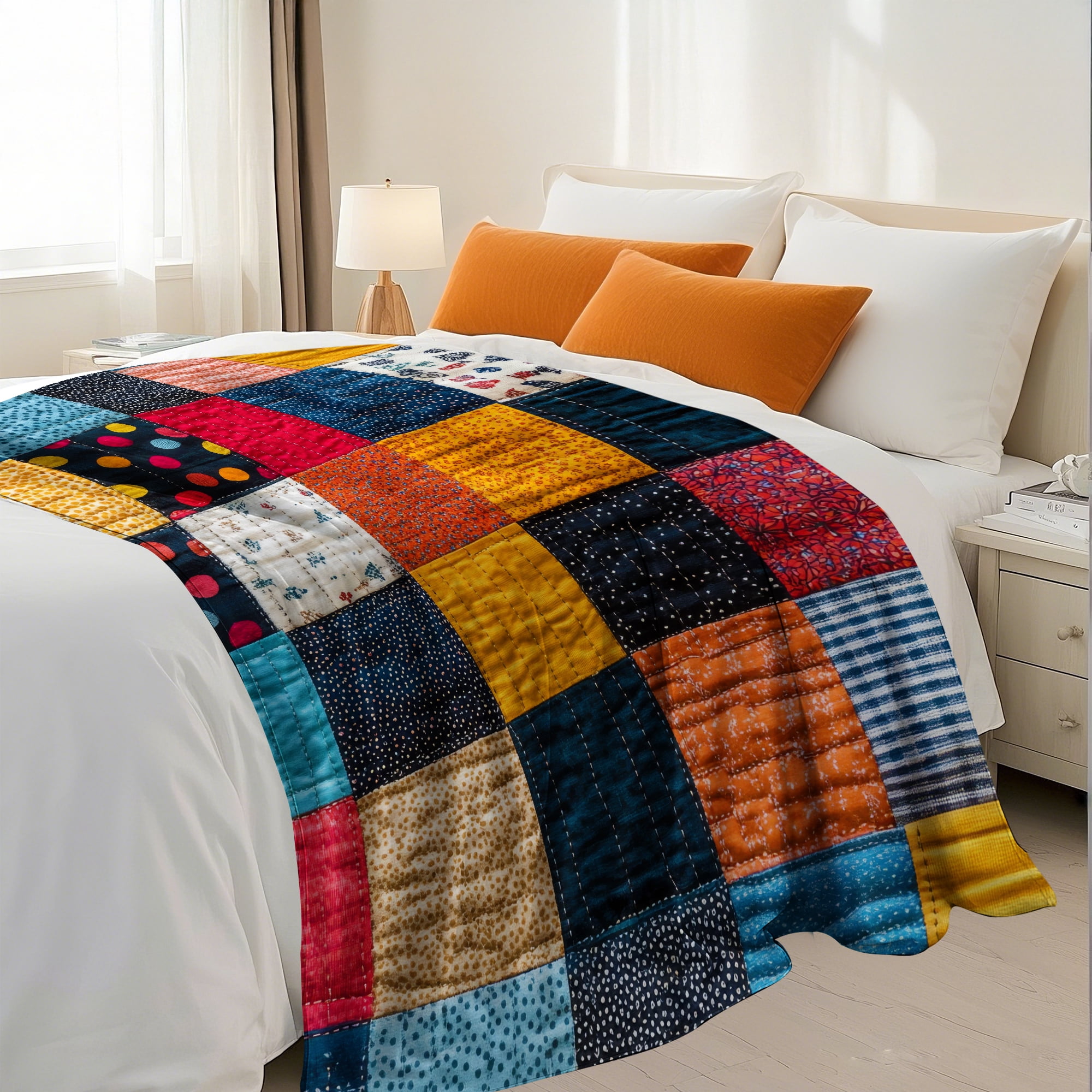 Flannel Fleece Throw Blanket, Soft Large Throw Blanket, Lightweight Cozy Plush Throw Blanket Fit Sofa Bed, 30"x40", Patchwork Floral Pattern