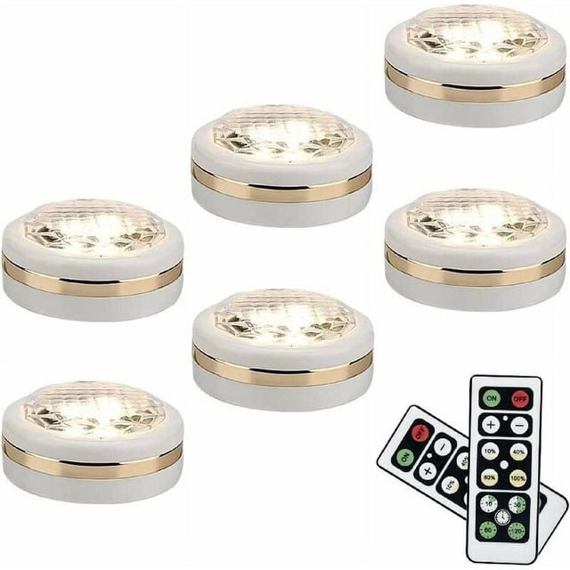 Luces LED con función de temporización, iluminación debajo de los gabinetes que funciona con batería y con modos regulables, fácil instalación mediante cintas adhesivas, garantía limitada de por
