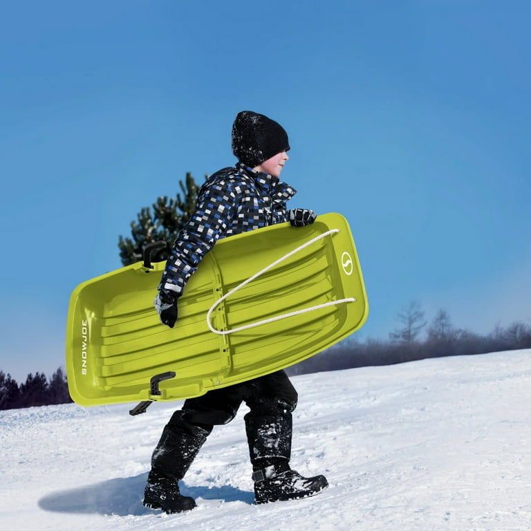 Snow Joe Plastic Snow Sled 34” Toboggan Board with Handles