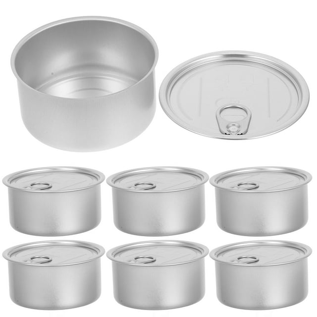 MOVTOTOP Boîte en Étain Auto-Scellante avec Couvercle 180 ml, 10 Pcs Contenant Alimentaire à Presser, Boîte Vide pour Nourriture pour Animaux Contenants à Collation Rechargeables Boîte Hermétique pour Poisson Viande Nourriture pour Animaux Argent