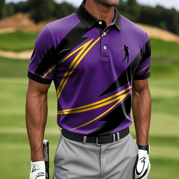 Zysthvn Tennis Shirts for Men Work Polo Casual Summer Mens Shirts Short Sleeve T Shirts Printed Lapel Tops
