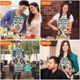 thumbnail image 7 of Colorful Geometric Triangle Diamond Pattern Apron-Garden Aprons for Women with Pockets-Cotton Linen Waterproof Kitchen Cooking Gardening Aprons Adjustable for Kitchen,Cooking,BBQ and Salon 33x27 Inch, 7 of 7