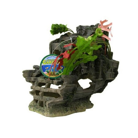 Sunken Garden Shipwreck Stern Aquarium Ornament