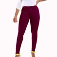 thumbnail image 2 of RYRJJ Women's Skinny Jeans Pants High Waist Slim Fit Button Pull-On Stretchy Denim Pant Trousers with Pocket(Wine,L), 2 of 9
