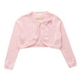 thumbnail image 2 of Girls' Long Sleeve Cardigan, Solid Color Open Front Knit Top with Lace Trim and Single Bow Detail, Lightweight Layer for Spring and Summer, Perfect for Party, School, and Casual Chic Outfits - Pink, 2 of 9