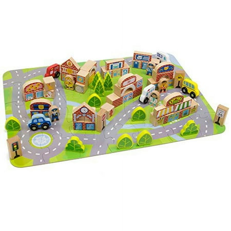 Brybelly TCDG-055 Blockopolis Little Wooden People City Play Set