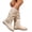 Beige, variant on Women's Low Heel Mid Calf Boots with Side Zipper Buckle Accent Flat Heel Faux Suede Slouchy Outdoor Footwear Casual Non-Slip Fall Winter Boots Beige 7 Wide