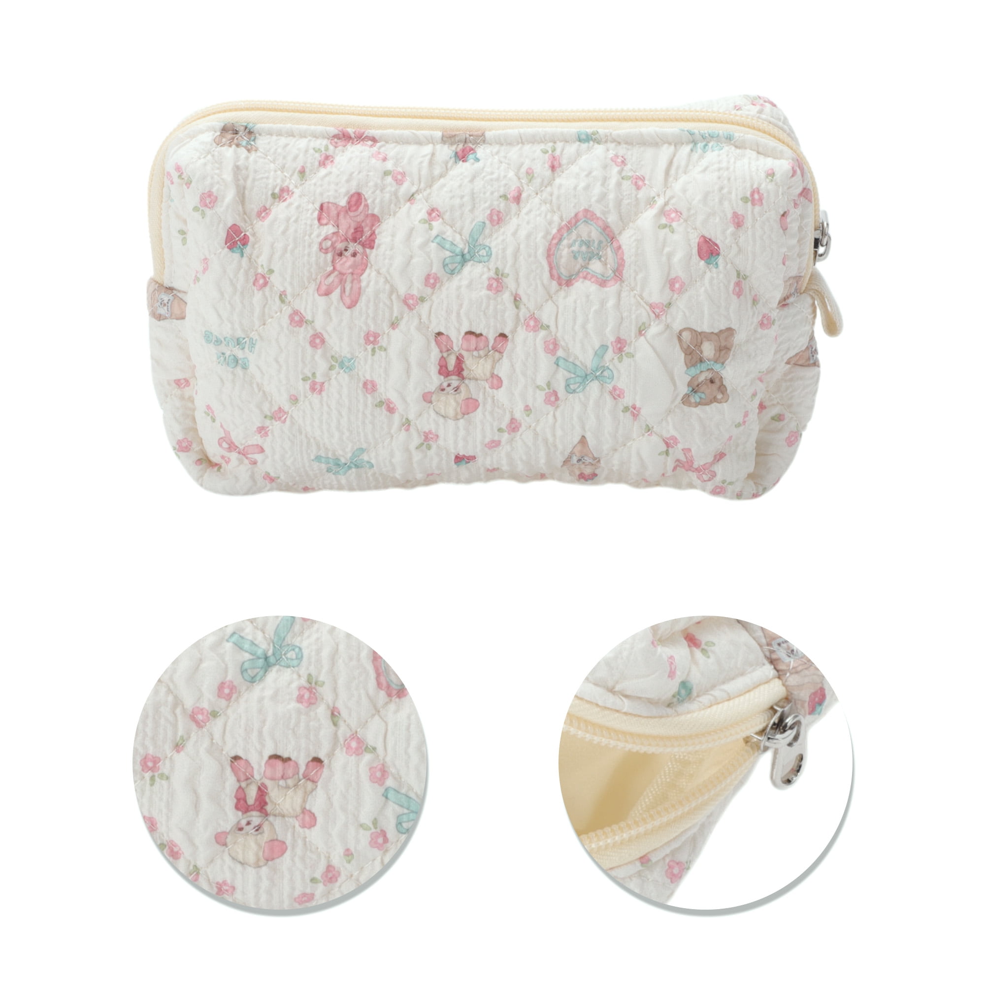 Unique Bargains Lace Cake Pink Makeup Bag for Travel and Storage with Drawstring Closure