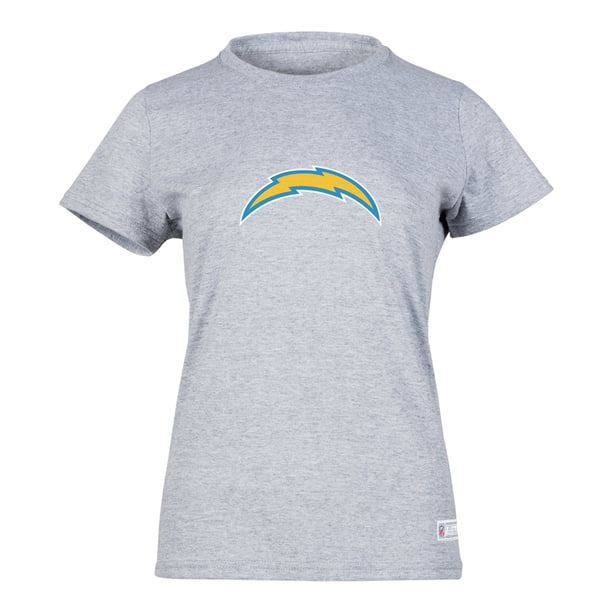 NFL Playera Aficionado Básica Los Angeles Chargers Gris para Mujer, Talla Extra Grande