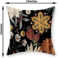 thumbnail image 4 of Boho Floral Pillow Covers 16x16 Set of 2, Spring Summer Vintage Flowers Throw Pillows Modern Abstract Farmhouse Decorations Black Pillowcase Linen Bohemian Outdoor Cushion Case for Couch Home, 4 of 6