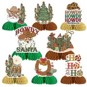 Christmas Western Cowboy Themed Honeycomb Centepieces Howdy Santa Table Toppers Centerpieces Christmas Tree Cactus Boots Hat Table Decorations for Table Wild West Christmas Holiday Xmas Party Supplies