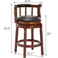 thumbnail image 6 of JERFIT 360 Swivel Bar Stool with Back, Solid Wood Frame & Upholstered Seat, Counter Height Chair for Kitchen, Dining or Pub, 6 of 6