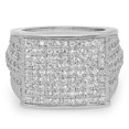 thumbnail image 3 of Men's Rhodium Plated Micro-Pave Iced Out Cubic Zirconia Square Top Ring, Size 11, 3 of 7