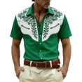 thumbnail image 3 of Mens Shirts Short Sleeve 3D Cowboy Print Lapel Button Down Casual Shirt Green XXXXXL, 3 of 5
