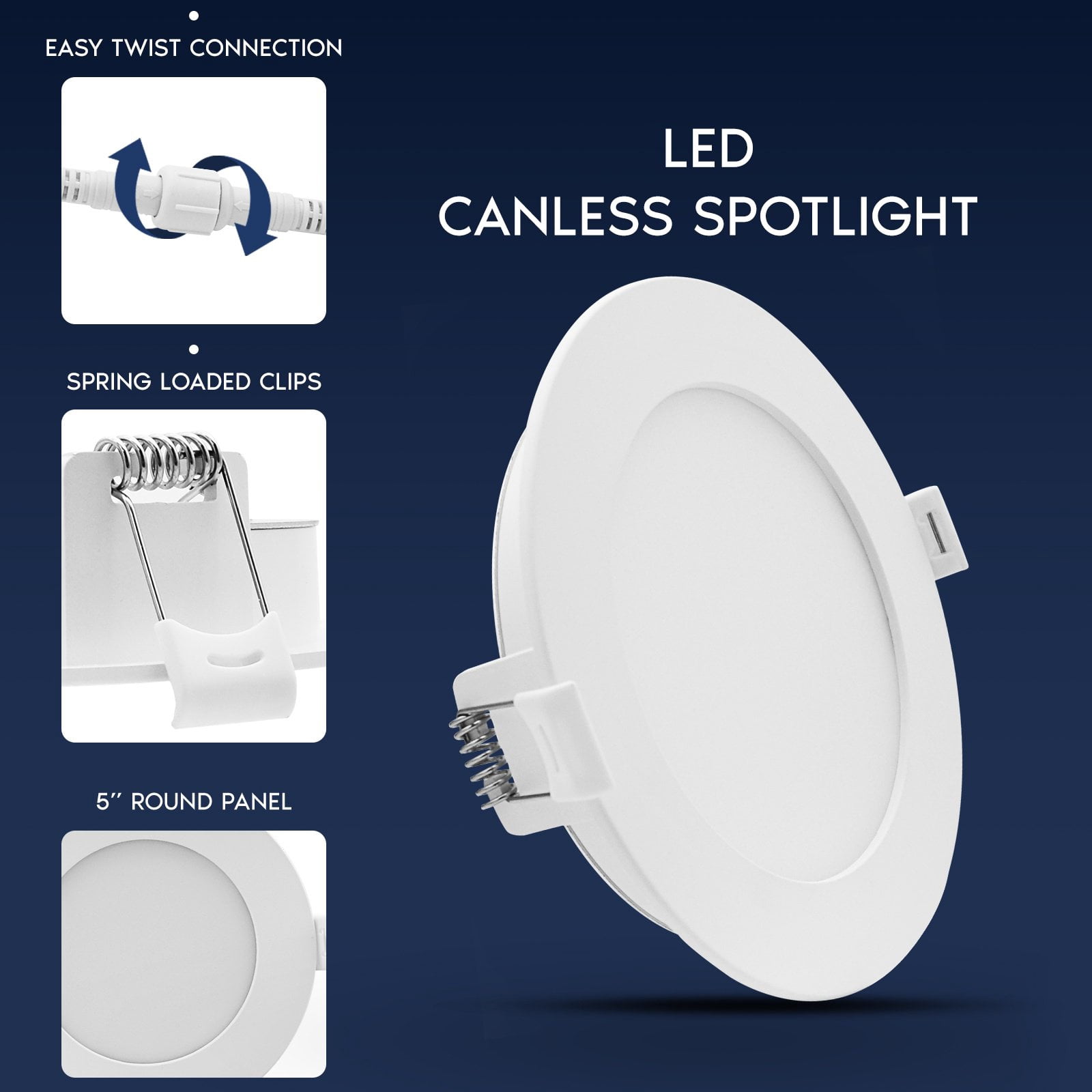 LUXRITE 5 In. LED ECO Backlit Mini Panel Light, 5CCT 2700K-5000K, 1200LM, 13W, 100 Beam Dimmable ETL & Wet Rated 4 Pack