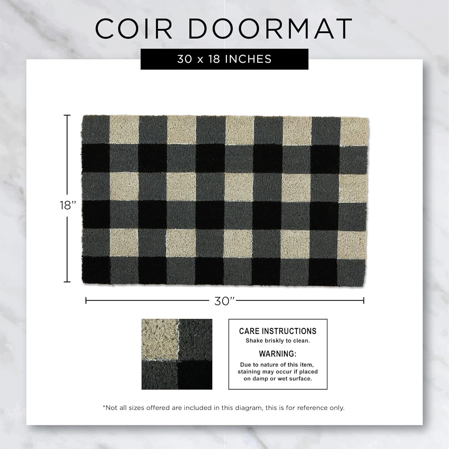 Natural Coir Doormat Outdoor Welcome Mat, 17x29, Cabana Stripes