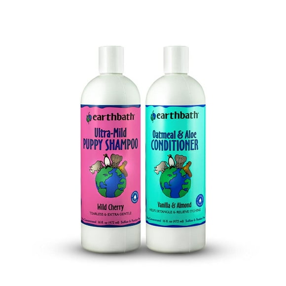 earthbath, Ultra-Mild Puppy Shampoo and Oatmeal &amp; Aloe Conditioner - Best Dog Shampoo and Conditioner, Made in USA, 100% Cruelty Free Dog Wash, Soothing Oatmea
