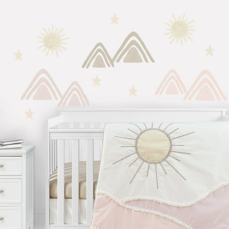 UPC: 0846480085713 | Desert Sun and Mountain Watercolor Wall Decal (Set of 4) by Sweet Jojo Designs
