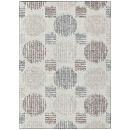 HomeRoots 593601 5 x 8 ft. Ivory Brown & Gray Geometric Washable Indoor & Outdoor Rectangle Area Rug