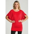 thumbnail image 5 of BAIEBLEUE GLOBAL Women's Solid Butterfly Short Sleeve Boat Neck Dolman Top Red M, 5 of 5