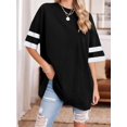 thumbnail image 3 of Weardear Womens Oversized Tees Loose T Shirts Half Sleeve Crew Neck Color Block Cotton Tunic Tops, 3 of 4