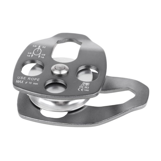 Eigraketly Polea oscilante lateral de escalada de aleación, bloque único con placa giratoria, accesorio de rescate para escalador, suministros carpas Gris