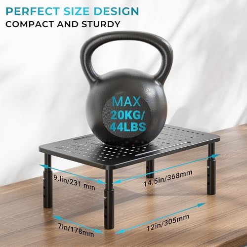 Monitor Stand 2 Pack Height Adjustable Metal Riser with Pen Holder, Black, 14.5” x 9.1”, Ergonomic Desktop Stand for Computer, Printer, Laptop, Adjustable Desk Riser with Cable Management