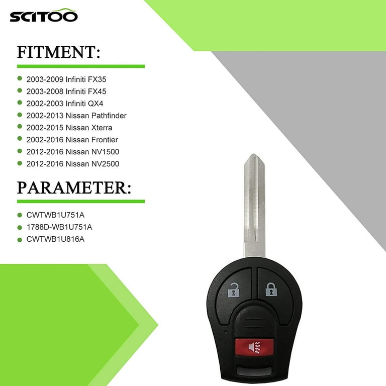 SCITOO Car Key Fob Keyless Entry Remote Replacement for 2003 2009