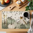 thumbnail image 2 of Sage Green Pumpkin Fall Placemats Set of 4, Thanksgiving Rustic Botanical Washable Wipeable Table Mats for Dining Tables, Indoor Outdoor Kitchen Place Mats for Holiday Party Table Decor, 2 of 9