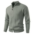 thumbnail image 2 of Men's Solid Color Casual Sports Knitted Cardigan - Fashionable Double Head Zipper Sweater for Autumn Winter Layering, Casual Outings, and Christmas Socials,Mint Green,L, 2 of 4