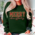 thumbnail image 6 of Wang6 Womens Whtie Graphic Sweatshirts Trendy Crew Neck Long Sleeve"Merry Christmas"Pullovers Casual Side Slit Hem Bow Tshirts Tops X_Dark Green S, 6 of 6