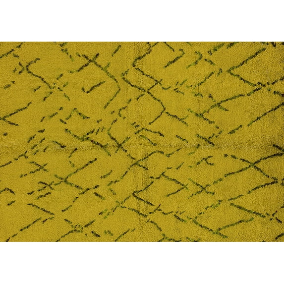 Ahgly Company Machine Washable Indoor Rectangle Oriental Yellow Industrial Area Rugs, 6' x 9'