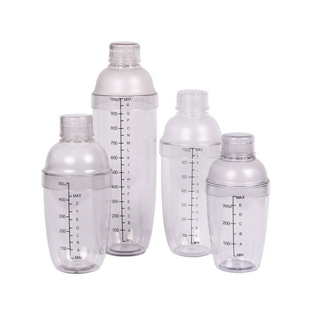 

1 Set of Plastic Cocktail Shaker Transparent Bar Drink Hand Shakers with Scale
