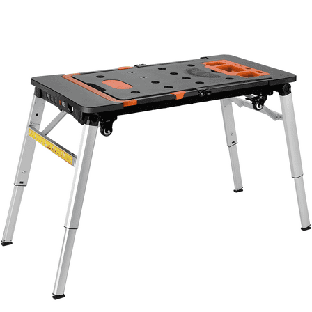 TLGREEN 7-in-1 Multifunctional Folding Work Table,  Portable Workbench for Garage, as Sawhorse, Scaffold, Platform, Car Creeper, Dolly with Wheels