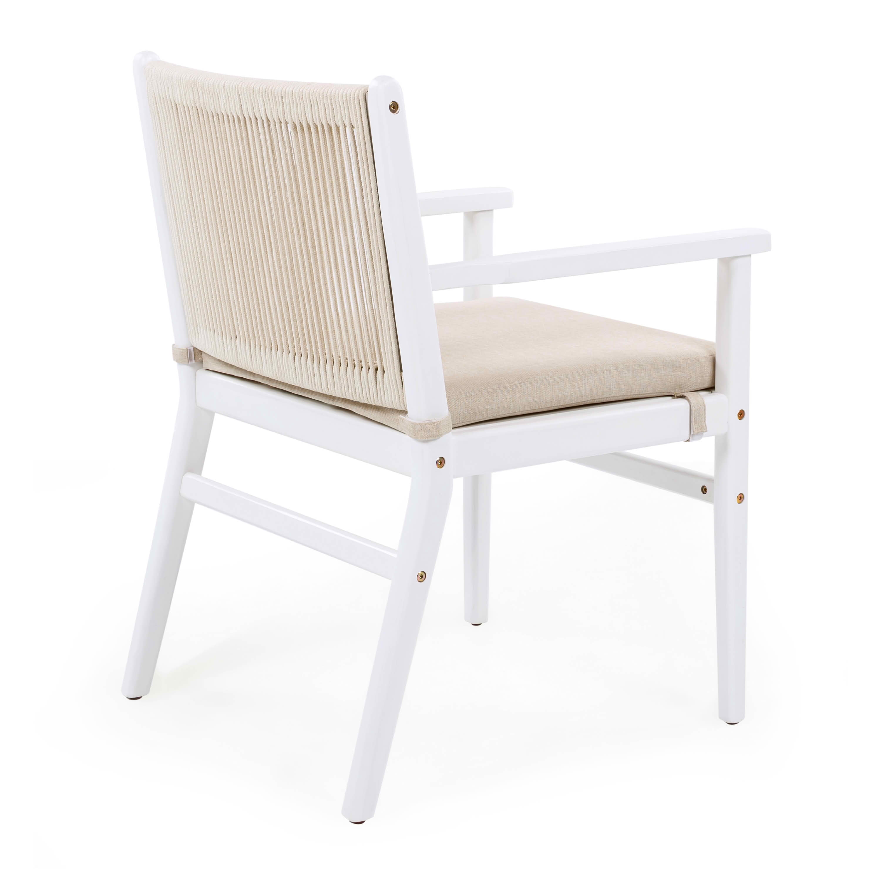 MAYEERTY Set of 2 Patio Vintage Rattan Solid Wood Dining Chairs with Waterproof Cushions