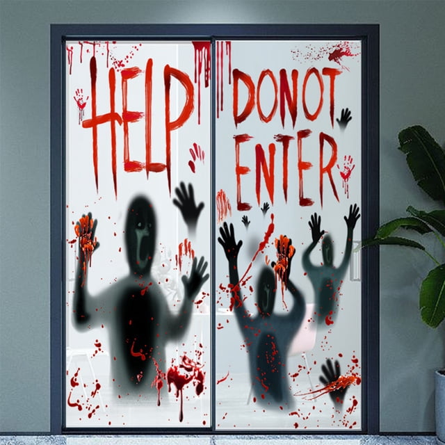 Bewildely 2 pegatinas para ventana que ayudan a Halloween con cristales sangrientos que se aferran a la decoración estática 3D. Kits de decoración para fiestas Bewildely HA007383-00