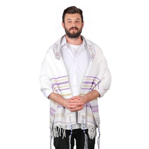 Mantón de oración Halleluyah Messianic Tallit 72 x 22 cm con bolsa acrílica