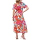 thumbnail image 3 of INSPIRAR CHIC Vestido Maxi Tropical Impreso de Manga Corta con Cuello en V y Abertura Floral S Blanco Rosa, 3 of 6