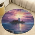 thumbnail image 5 of Lighthouse Sunrise Coast Scenery Pale Blue Tan Round Rugs -Washable Non-Slip Small Round Area Rug Throw Soft Circle Rugs for Bedroom, Modern Print Indoor Carpet for Entryway Sofa Living Room, 5 of 7