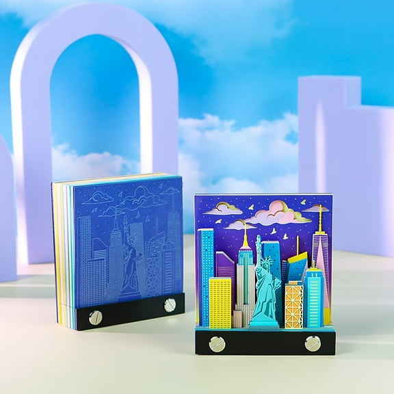 SENIURIS 3D Art Self Sticky Notes, Best Gifted Stationery, DIY 3D Art Memo Pads, Creative Paper Card Craft Notepad.(New York)