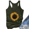 thumbnail image 4 of Workout Tank Tops Woman Sunflower Print Crew Neck Sleeveless Plus Size Racerback T Shirt Army Green Summer Vacation Outfits Clothes L, 4 of 4