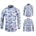 thumbnail image 1 of Qiopertar Liquidation à Moins de 5$ Chemise Imprimée pour Hommes Chemise à Manches Florales Décontractée à Col Rabattu Version Coréenne Grande Taille en Liquidation Offres d'Accès Anticipé, 1 of 8