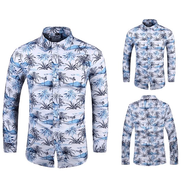 Qiopertar Liquidation à Moins de 5$ Chemise Imprimée pour Hommes Chemise à Manches Florales Décontractée à Col Rabattu Version Coréenne Grande Taille en Liquidation Offres d'Accès Anticipé